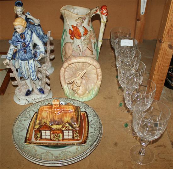 Victorian jug & mixed ceramics & glass